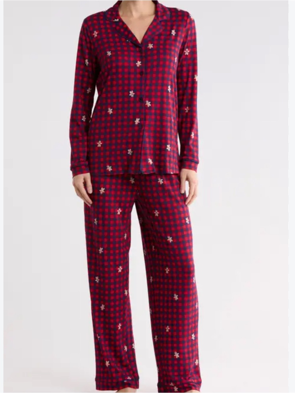 La Vie En Rose Red and Navy Plaid Kids Pajama Set
